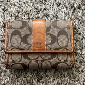 Vintage Coach Tan and Brown Signature Wallet
